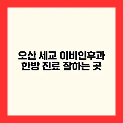 오산 세교 이비인후과 한방 진료 잘하는 곳