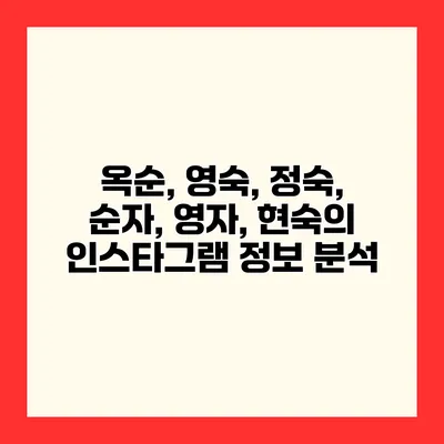 옥순, 영숙, 정숙, 순자, 영자, 현숙의 인스타그램 정보 분석
