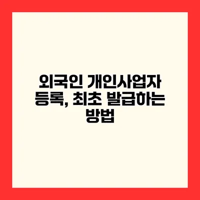 외국인 개인사업자 등록, 최초 발급하는 방법