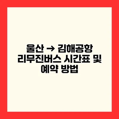 울산 → 김해공항 리무진버스 시간표 및 예약 방법