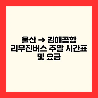 울산 → 김해공항 리무진버스 주말 시간표 및 요금