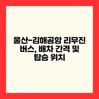 울산-김해공항 리무진 버스, 배차 간격 및 탑승 위치
