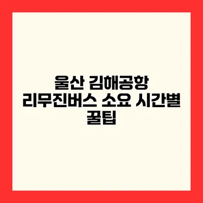 울산 김해공항 리무진버스 소요 시간별 꿀팁