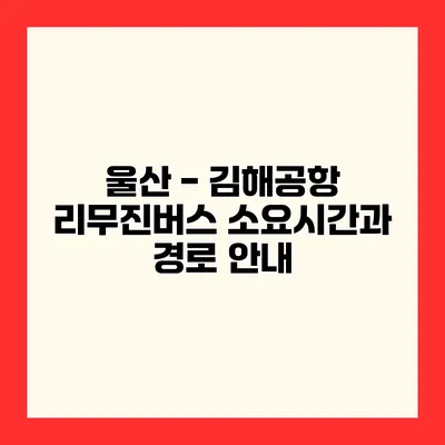 울산 - 김해공항 리무진버스 소요시간과 경로 안내