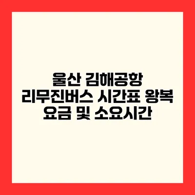 울산 김해공항 리무진버스 시간표 왕복 요금 및 소요시간