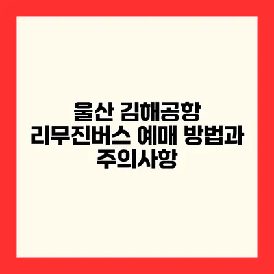 울산 김해공항 리무진버스 예매 방법과 주의사항