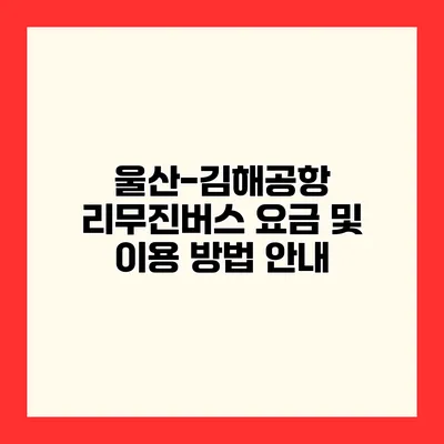 울산-김해공항 리무진버스 요금 및 이용 방법 안내