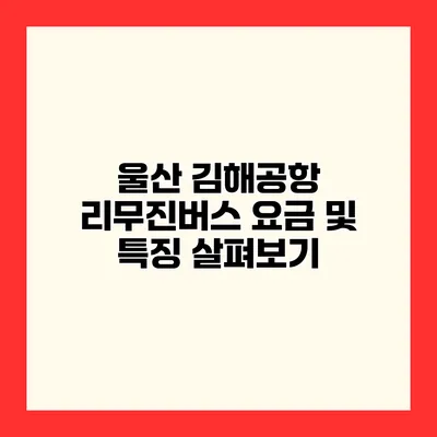 울산 김해공항 리무진버스 요금 및 특징 살펴보기