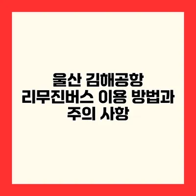 울산 김해공항 리무진버스 이용 방법과 주의 사항