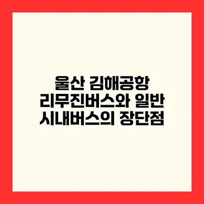 울산 김해공항 리무진버스와 일반 시내버스의 장단점