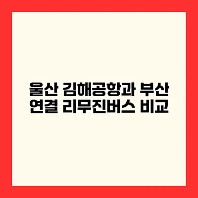 울산 김해공항과 부산 연결 리무진버스 비교