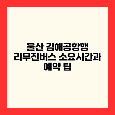 울산 김해공항행 리무진버스 소요시간과 예약 팁