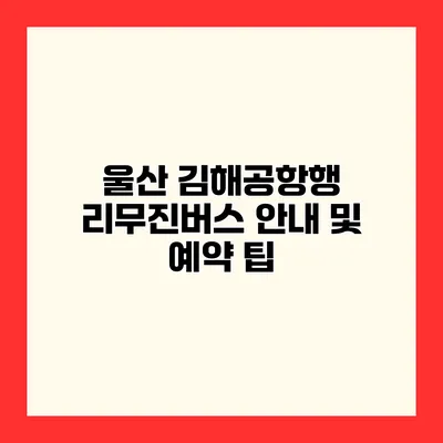 울산 김해공항행 리무진버스 안내 및 예약 팁