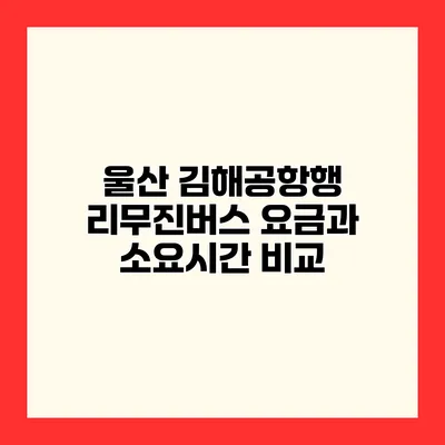 울산 김해공항행 리무진버스 요금과 소요시간 비교