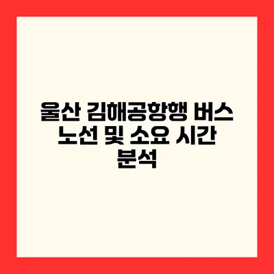 울산 김해공항행 버스 노선 및 소요 시간 분석