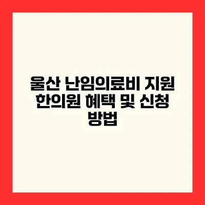 울산 난임의료비 지원 한의원 혜택 및 신청 방법