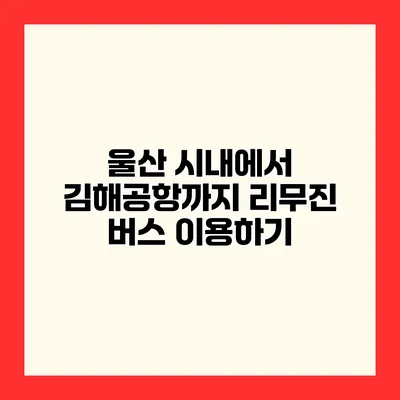 울산 시내에서 김해공항까지 리무진 버스 이용하기