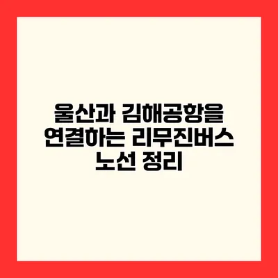 울산과 김해공항을 연결하는 리무진버스 노선 정리