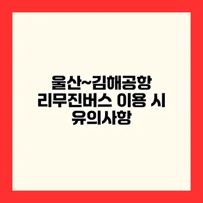 울산~김해공항 리무진버스 이용 시 유의사항