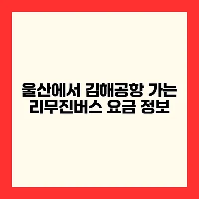 울산에서 김해공항 가는 리무진버스 요금 정보