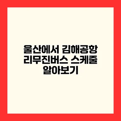울산에서 김해공항 리무진버스 스케줄 알아보기