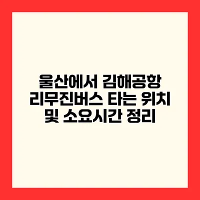 울산에서 김해공항 리무진버스 타는 위치 및 소요시간 정리