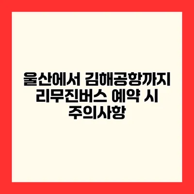 울산에서 김해공항까지 리무진버스 예약 시 주의사항