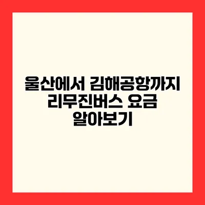 울산에서 김해공항까지 리무진버스 요금 알아보기