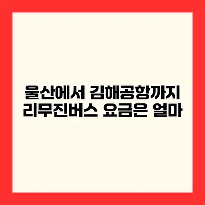 울산에서 김해공항까지 리무진버스 요금은 얼마?