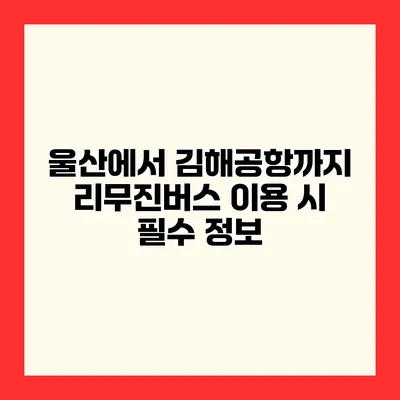 울산에서 김해공항까지 리무진버스 이용 시 필수 정보