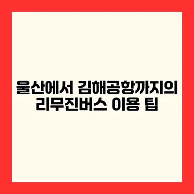울산에서 김해공항까지의 리무진버스 이용 팁