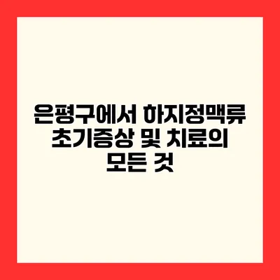 은평구에서 하지정맥류 초기증상 및 치료의 모든 것