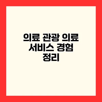 의료 관광 의료 서비스 경험 정리