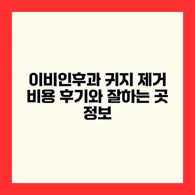 이비인후과 귀지 제거 비용 후기와 잘하는 곳 정보