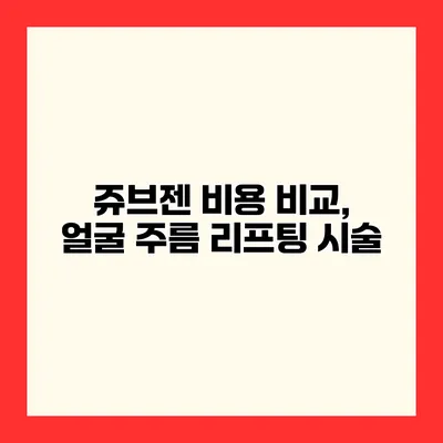 쥬브젠 비용 비교, 얼굴 주름 리프팅 시술