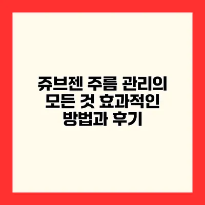 쥬브젠 주름 관리의 모든 것 효과적인 방법과 후기