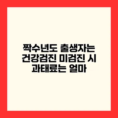 짝수년도 출생자는 건강검진 미검진 시 과태료는 얼마?