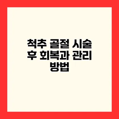 척추 골절 시술 후 회복과 관리 방법