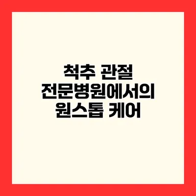척추 관절 전문병원에서의 원스톱 케어