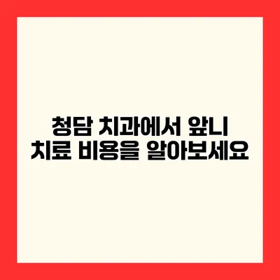 청담 치과에서 앞니 치료 비용을 알아보세요