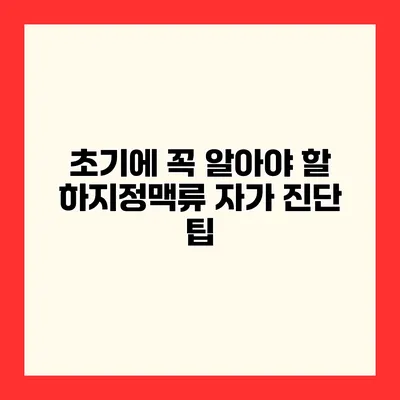 초기에 꼭 알아야 할 하지정맥류 자가 진단 팁