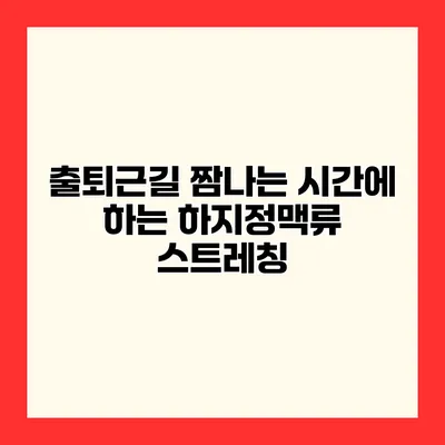 출퇴근길 짬나는 시간에 하는 하지정맥류 스트레칭