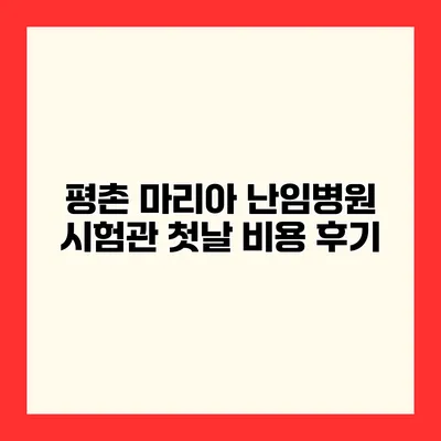 평촌 마리아 난임병원 시험관 첫날 비용 후기