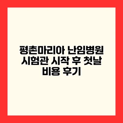 평촌마리아 난임병원 시험관 시작 후 첫날 비용 후기