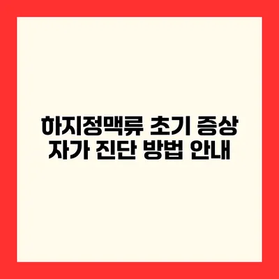 하지정맥류 초기 증상 자가 진단 방법 안내