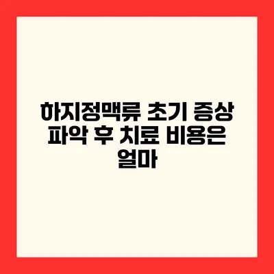 하지정맥류 초기 증상 파악 후 치료 비용은 얼마?