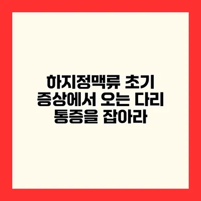 하지정맥류 초기 증상에서 오는 다리 통증을 잡아라