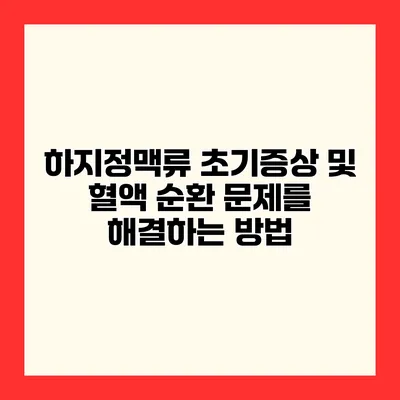 하지정맥류 초기증상 및 혈액 순환 문제를 해결하는 방법