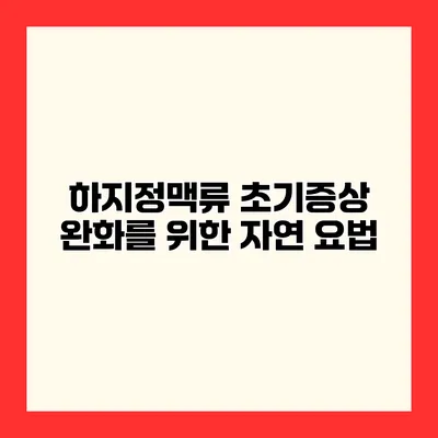 하지정맥류 초기증상 완화를 위한 자연 요법