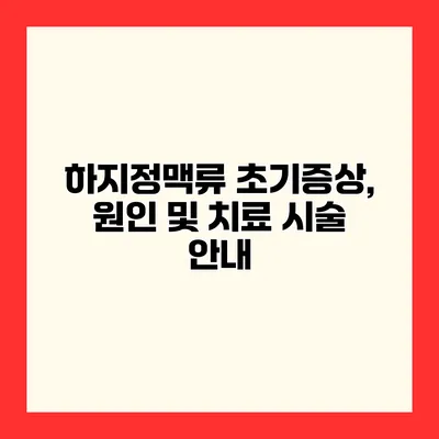 하지정맥류 초기증상, 원인 및 치료 시술 안내